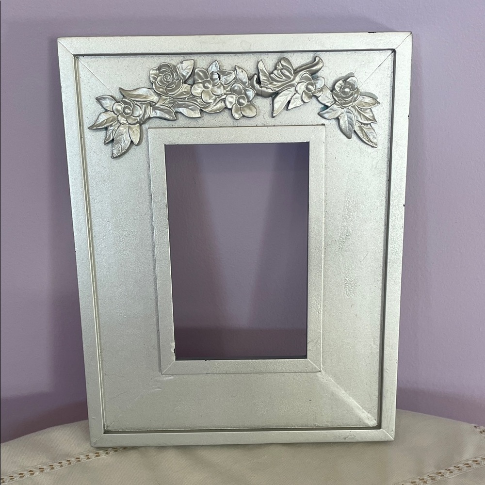Floral Silver wood  Picture Frame - open style